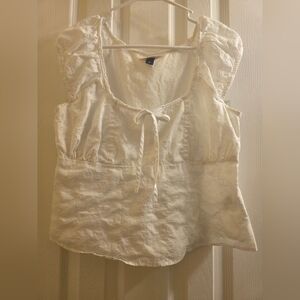 Universal Thread White Eyelet Tie-Front Peplum Camisole